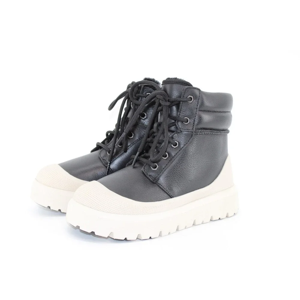 UGG Men's Neumel High Weather Hybrid Waterproof Black Leather Boots 1158208 Sz 4